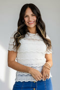 Delicate Devotion Off White Lace Blouse