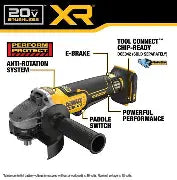 DEWALT 20V MAX* XR 4-1/2in./5in. Cordless Angle Grinder DCG410B