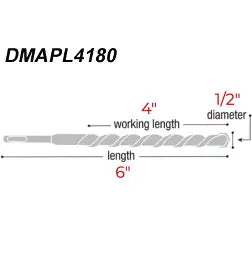 Diablo 1/2" x 4" x 6" Rebar Demon™ SDS-Plus 4-Cutter Full Carbide Head Hammer Drill Bits (25-pk)