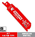 DIABLO 4 in. 14/18 TPI Bi-Metal Reciprocating Saw Blades for Medium Metal (5-pack)