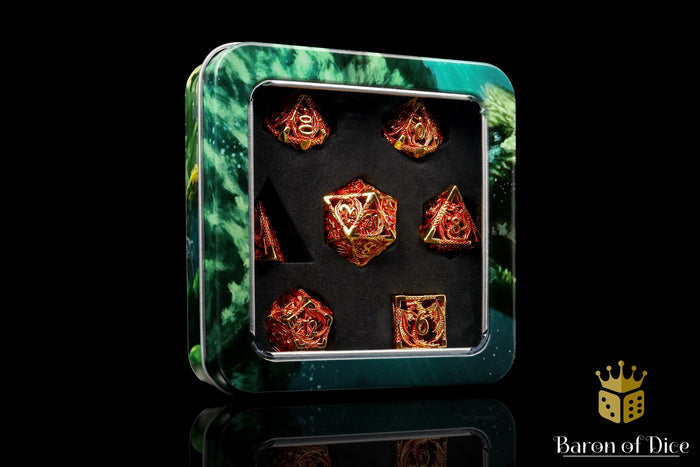 Dragons of Legend Metal RPG Dice Set | 7 Pieces
