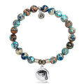 Earth Jasper Bracelet with Grad Cap Sterling Silver Charm