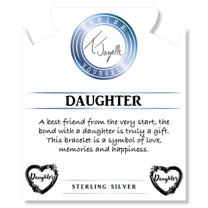 Earth Jasper Stone Bracelet with Heart Daughter Sterling Silver Charm