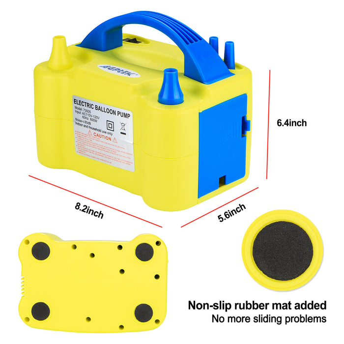 Electric Air Balloon Pump, AGPtEK Portable Dual Nozzle Inflator/Blower for Party Decoration - Yellow
