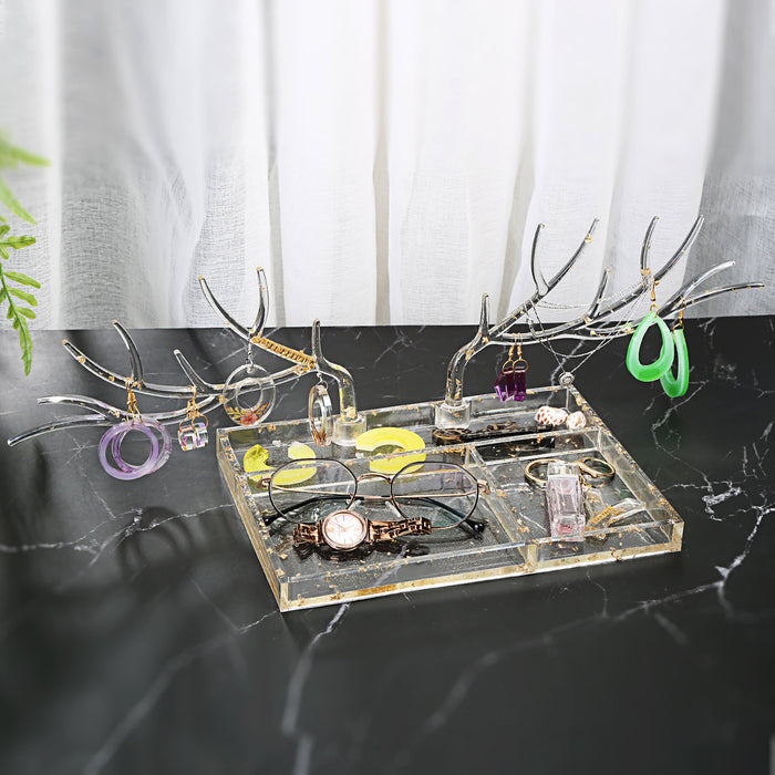 Epoxy Resin Silicone Molds Antlers Tree Branch Tray Jewelry Displayed Organizer for Necklace Earrings
