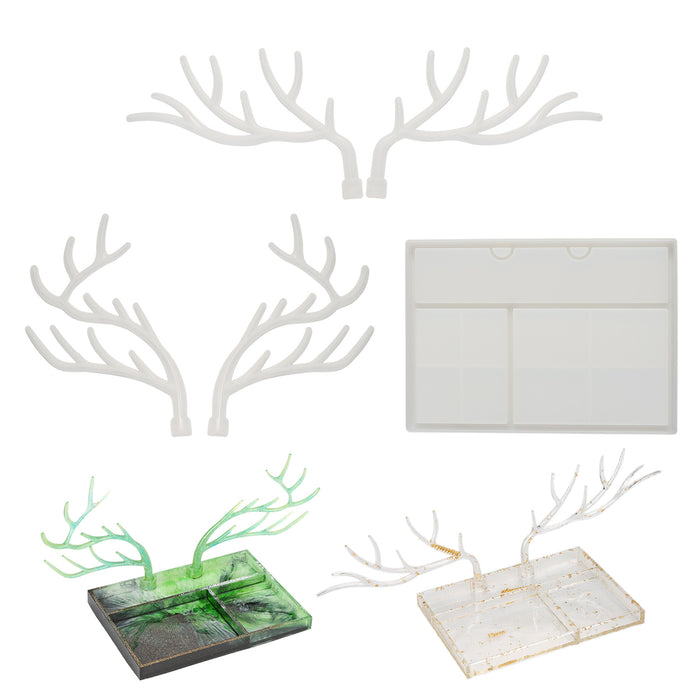 Epoxy Resin Silicone Molds Antlers Tree Branch Tray Jewelry Displayed Organizer for Necklace Earrings