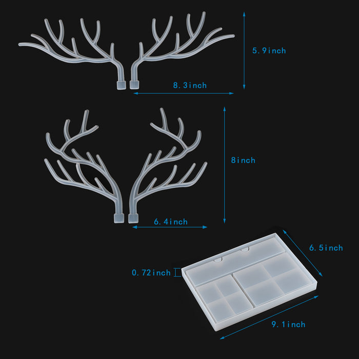 Epoxy Resin Silicone Molds Antlers Tree Branch Tray Jewelry Displayed Organizer for Necklace Earrings