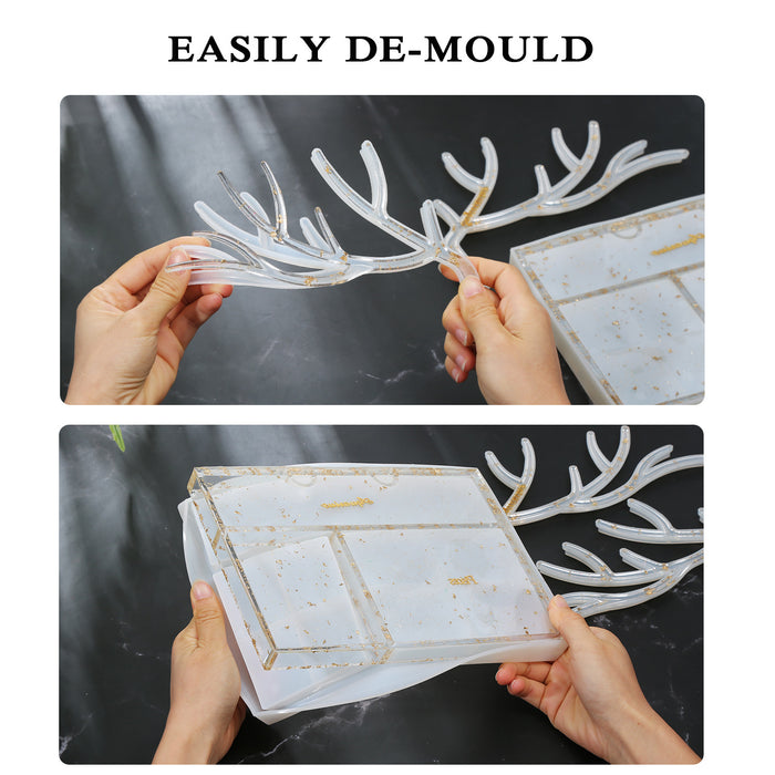 Epoxy Resin Silicone Molds Antlers Tree Branch Tray Jewelry Displayed Organizer for Necklace Earrings