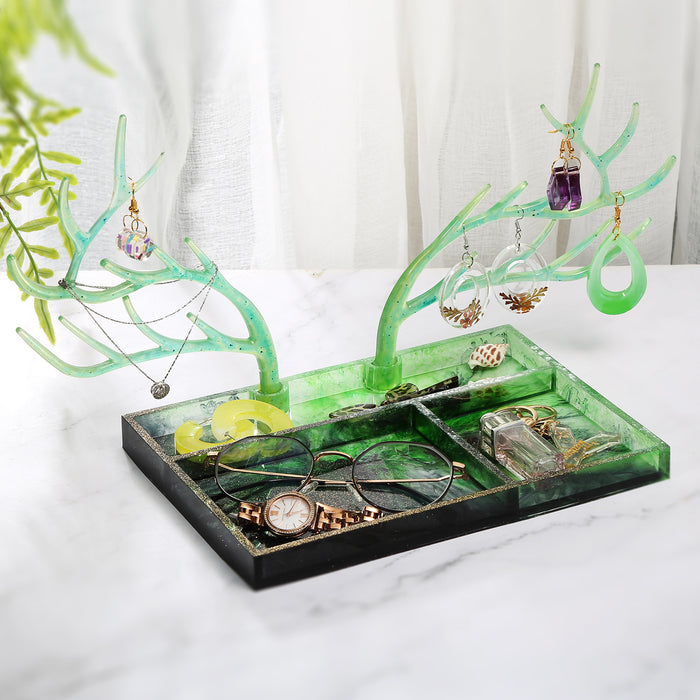 Epoxy Resin Silicone Molds Antlers Tree Branch Tray Jewelry Displayed Organizer for Necklace Earrings