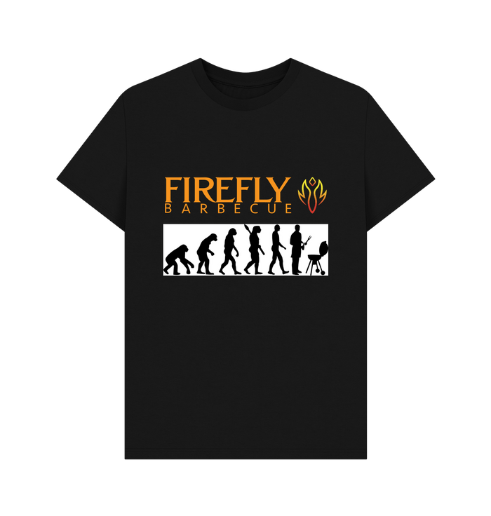 Men's BBQ T-shirt with evolution graphic and fire logo