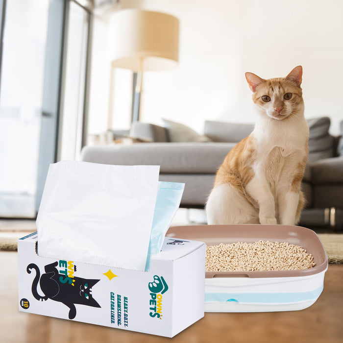 Extra Large Durable Litter Box Liners, 2mil Thick, 33lbs Load Capacity, Drawstring Closure, Fragrance-Free, 10 Per Box