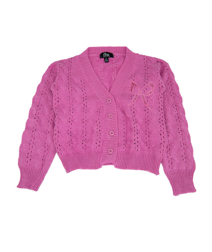 FBZ Girls Clare Pink Bow Cardigan Girls Casual Tops FBZ Flowers By Zoe Pink Y/6