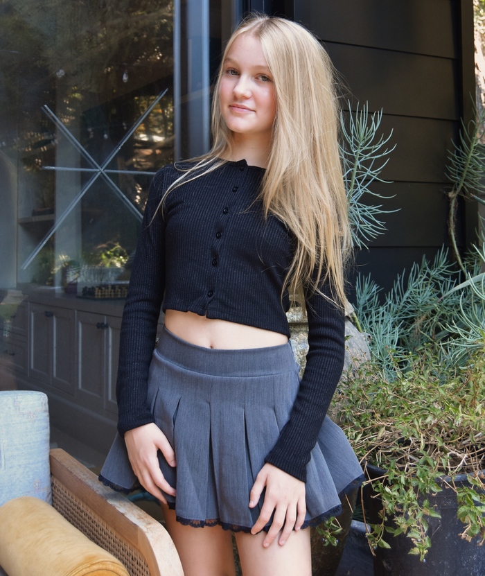 FBZ Girls Elin Gabardine Skirt With Lace Distressed/seasonal girls FBZ Flowers By Zoe