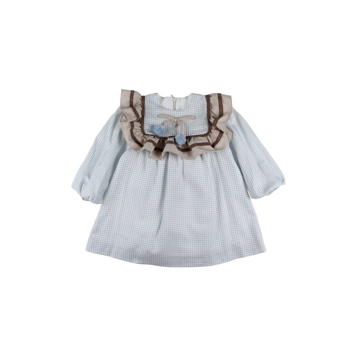 Federico Light Blue Microgingham Pom Dress