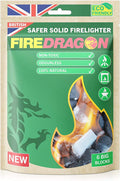 Fire Dragon solid fuel firelighter packaging with eco-friendly label and flames illustration