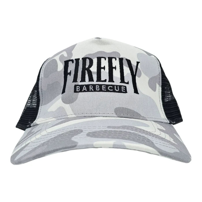 Camo trucker cap with embroidered logo