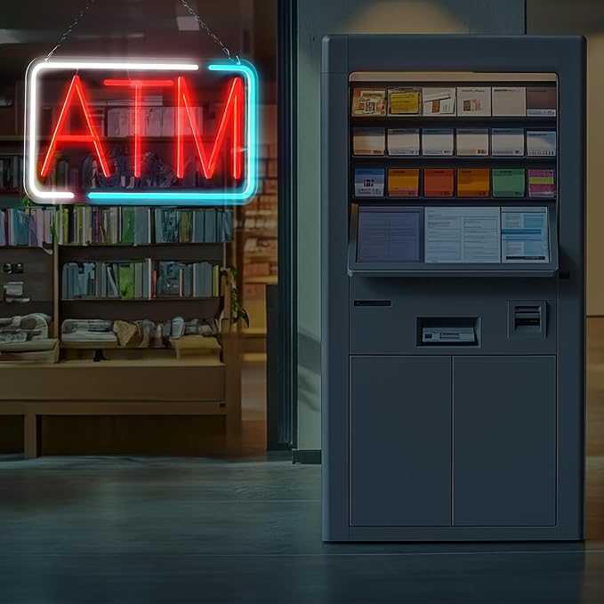 FITNATE ATM Neon Sign, Super Bright, USB Power and Adjustable Brightness for Bank Business Mart Shop Store