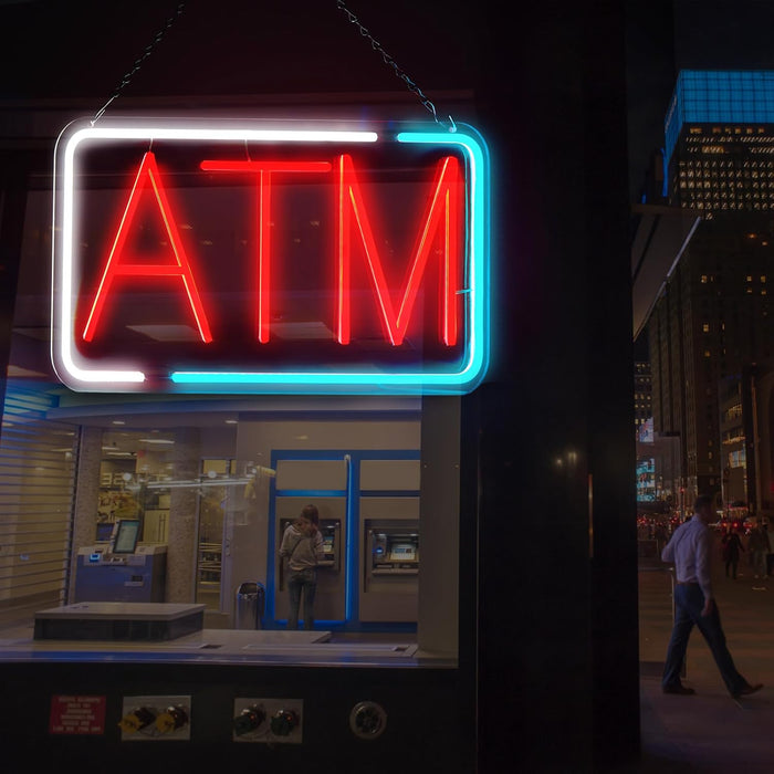 FITNATE ATM Neon Sign, Super Bright, USB Power and Adjustable Brightness for Bank Business Mart Shop Store