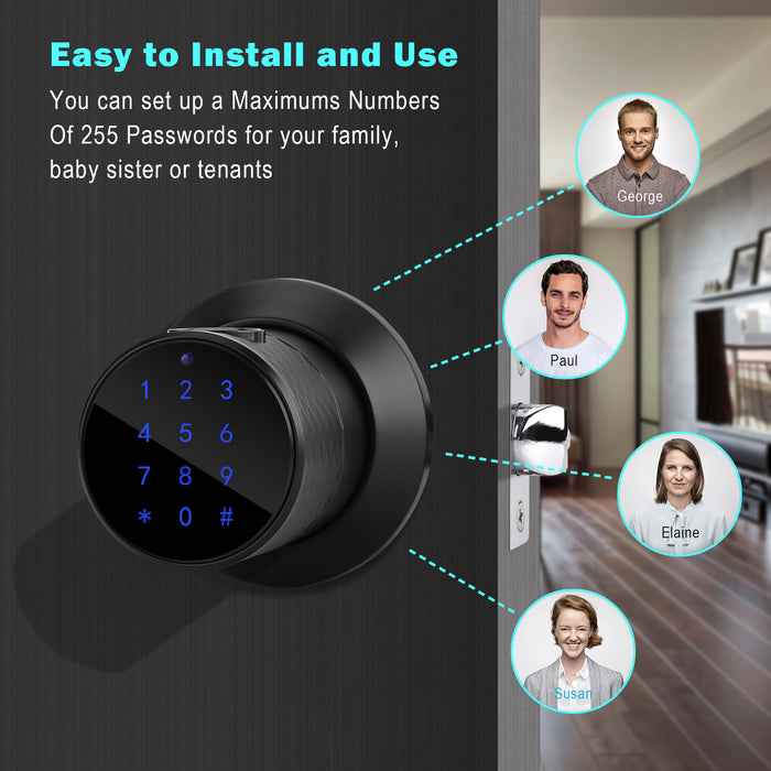 FITNATE Keyless Smart Fingerprint Lock Bluetooth Digital Code Door Deadbolt Lock with Keypad