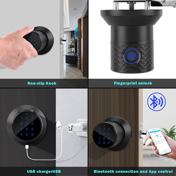 FITNATE Keyless Smart Fingerprint Lock Bluetooth Digital Code Door Deadbolt Lock with Keypad