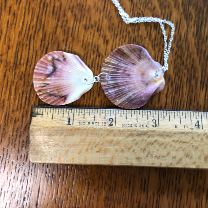 Flat Scallop Artisan Made Pendant Handcrafted Sea Shell Necklace 1.5 in x 3.25 in Mermaid Jewelry