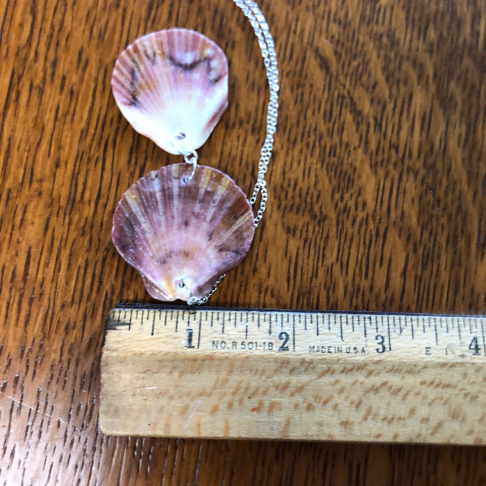 Flat Scallop Artisan Made Pendant Handcrafted Sea Shell Necklace 1.5 in x 3.25 in Mermaid Jewelry