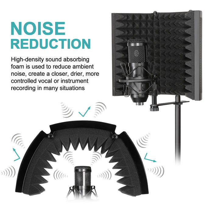 Foldable Microphone Isolation Shield Adjustable Tripod Stand Recording Studio