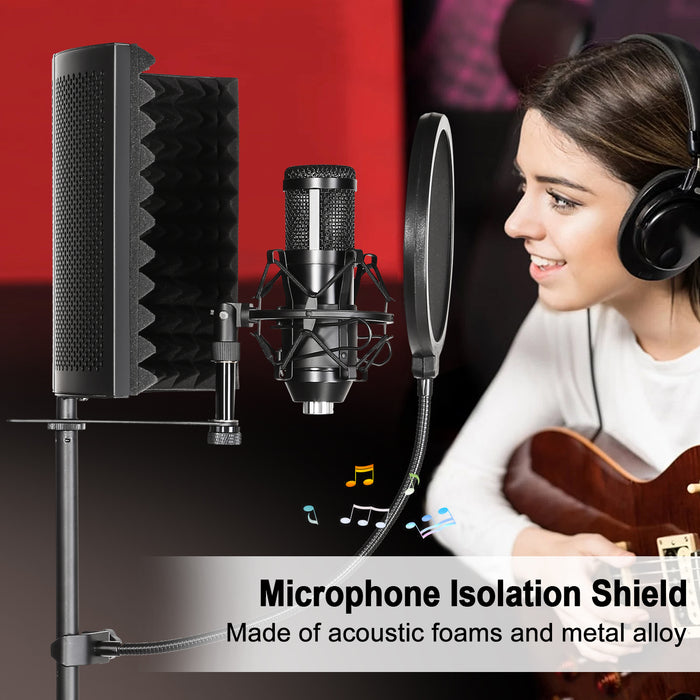 Foldable Microphone Isolation Shield Adjustable Tripod Stand Recording Studio