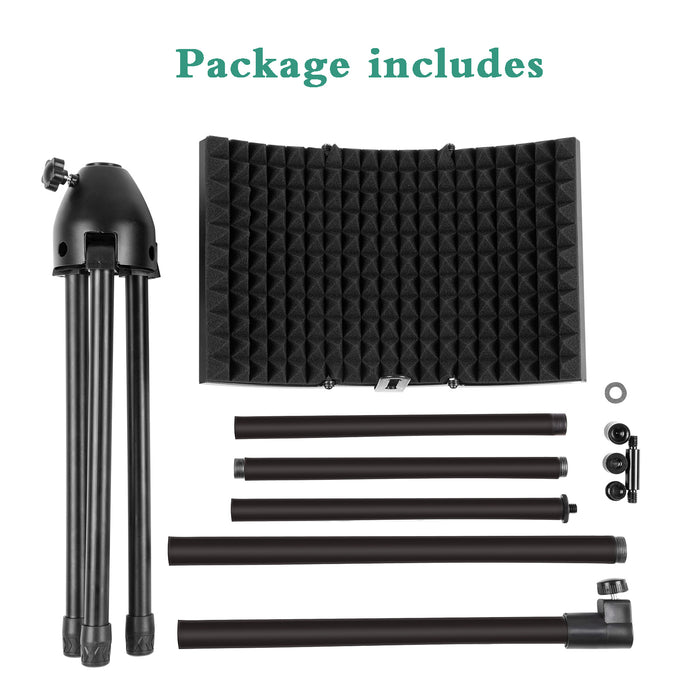 Foldable Microphone Isolation Shield Adjustable Tripod Stand Recording Studio