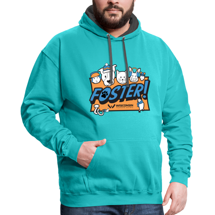Foster Winter Logo Contrast Hoodie - scuba blue/asphalt