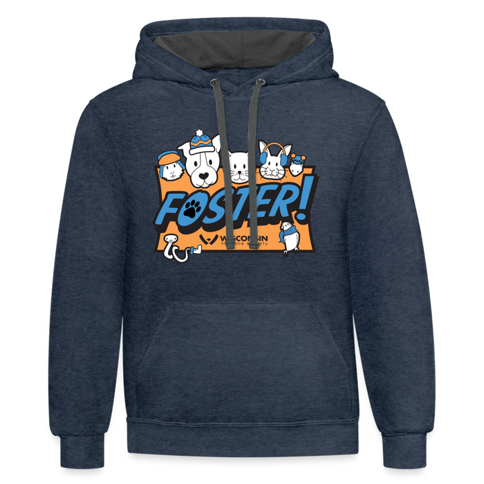 Foster Winter Logo Contrast Hoodie - indigo heather/asphalt
