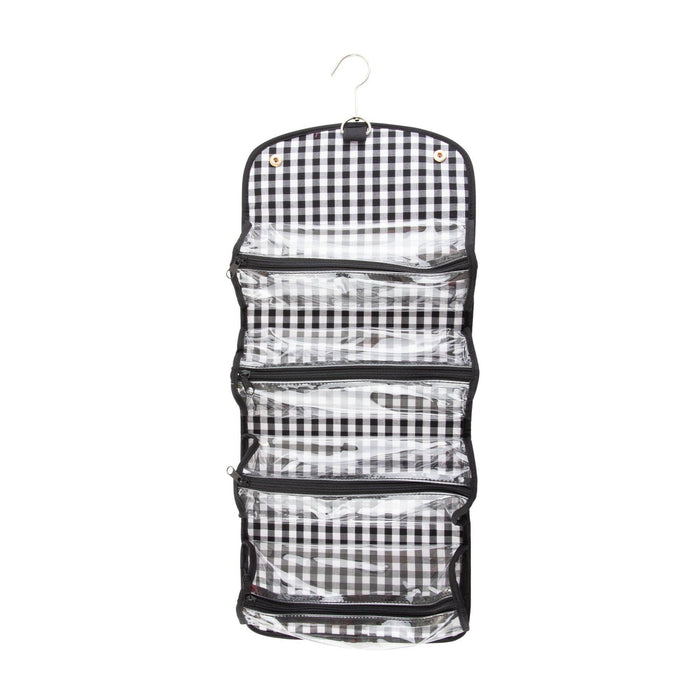 Gingham Roll Up Cosmetic Bag with Monogram