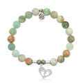 Green Quartz Stone Bracelet with Baby Feet Sterling Silver Charm