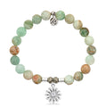 Green Quartz Stone Bracelet with Daisy Sterling Silver Charm