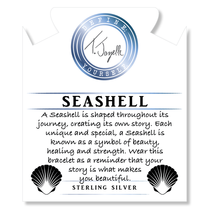 Green Quartz Stone Bracelet with Seashell Sterling Silver Charm