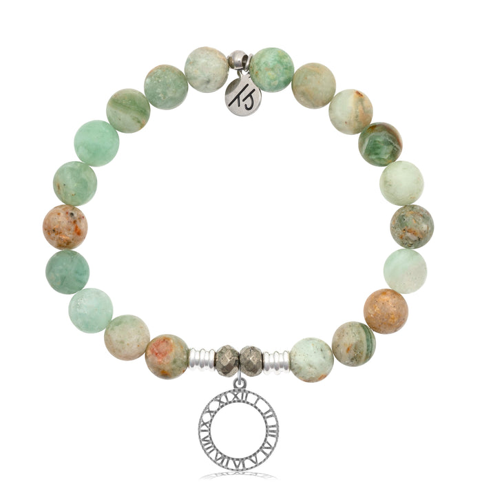 Green Quartz Stone Bracelet with Timeless Sterling Silver Charm