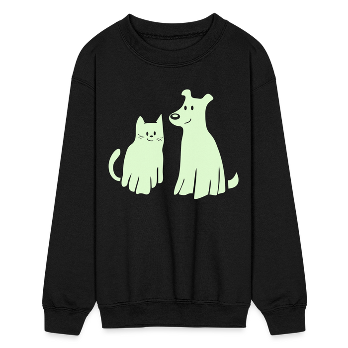 Halloween Costume Glow-in-the-Dark Kids' Crewneck Sweatshirt - black
