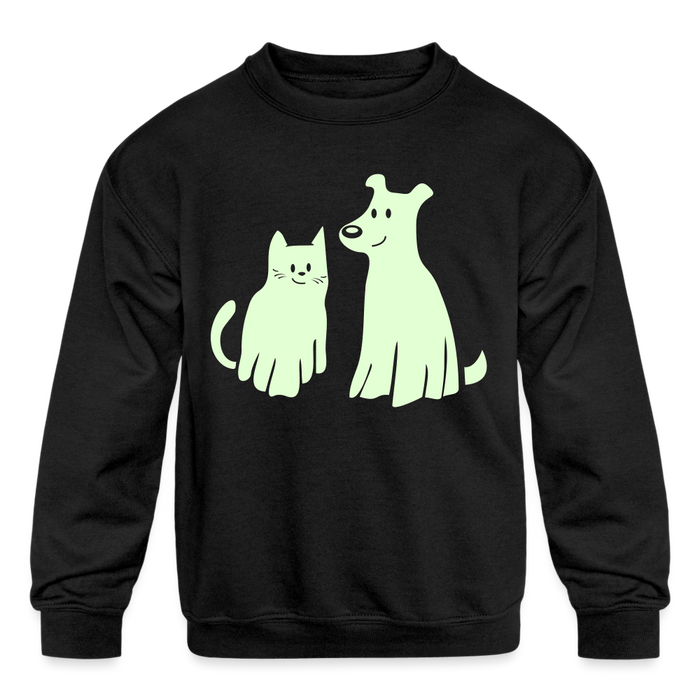 Halloween Costume Glow-in-the-Dark Kids' Crewneck Sweatshirt - black