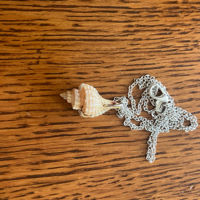 Handcrafted Sea Shell Pendant Necklace | Mermaid Jewelry | 1/2in x 7/8in