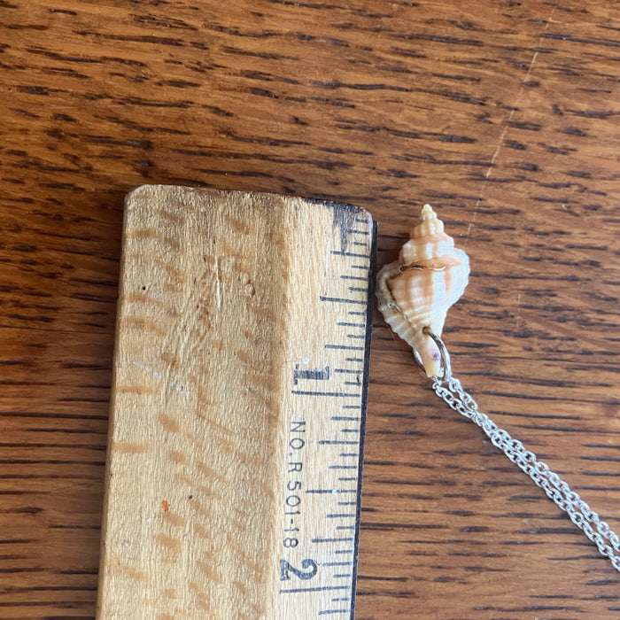 Handcrafted Sea Shell Pendant Necklace | Mermaid Jewelry | 1/2in x 7/8in