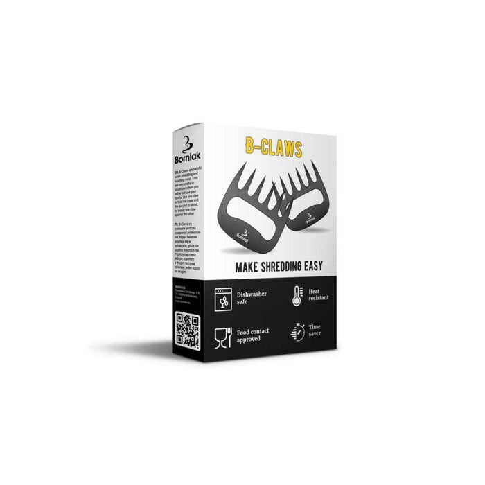 Borniak B-Claws meat shredder packaging box with product illustration