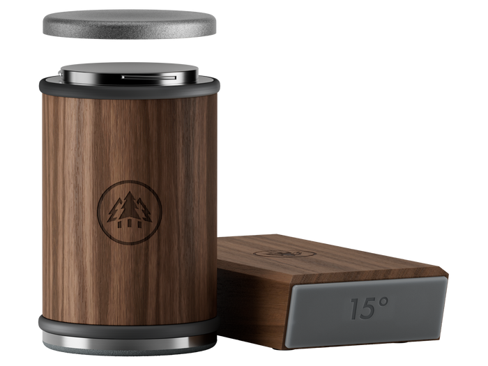 Horl Walnut Knife Sharpener with wooden finish and metal sharpening discs