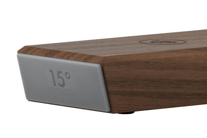 Walnut finish manual knife sharpener with adjustable angle feature