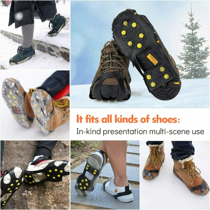 Ice Snow Grips Anti Slip On Over Shoe Boot Studs Crampons Cleats Spikes Grippers