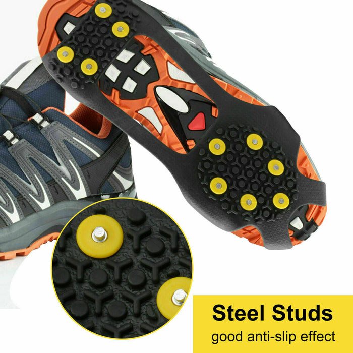Ice Snow Grips Anti Slip On Over Shoe Boot Studs Crampons Cleats Spikes Grippers