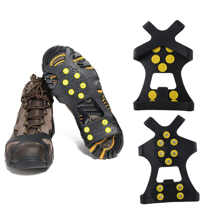 Ice Snow Grips Anti Slip On Over Shoe Boot Studs Crampons Cleats Spikes Grippers