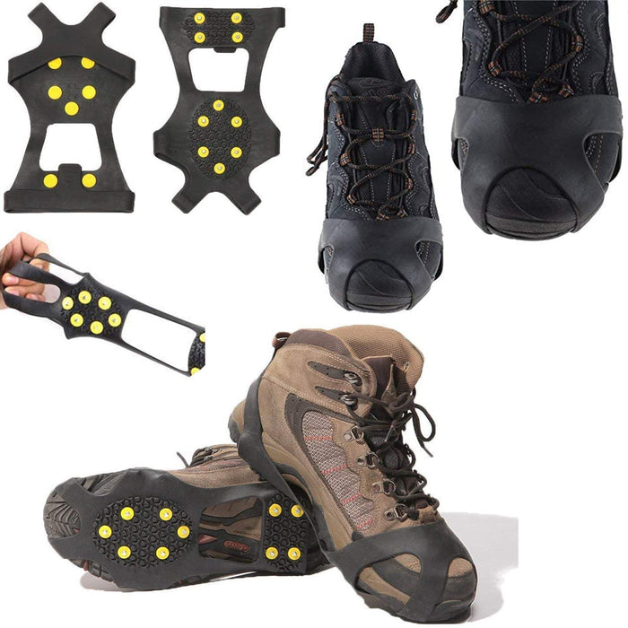 Ice Snow Grips Anti Slip On Over Shoe Boot Studs Crampons Cleats Spikes Grippers