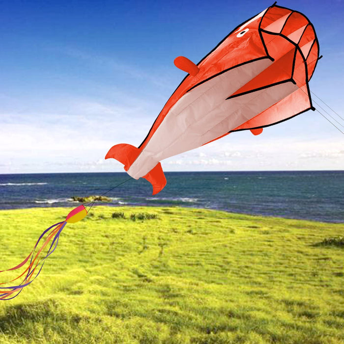 IMAGE 3D Kite Orange Dolphin with Huge Frameless Soft Parafoil for Kids
