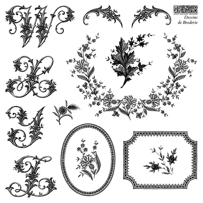 IOD Dessins De Broderie Decor Stamp by Iron Orchid Designs - 4 Sheets