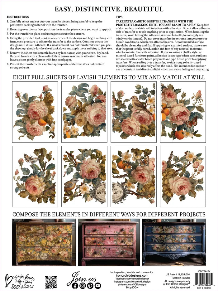 IOD Joie Des Roses Decor Transfer - Iron Orchid Designs